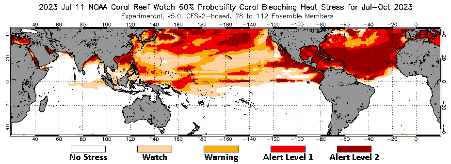 Coral Reef Watch - coral bleaching heat stress graphic