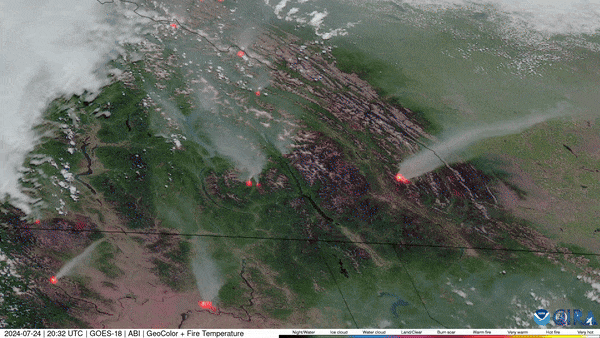 High Resolution View of Wildfires Raging in the Pacific Northwest