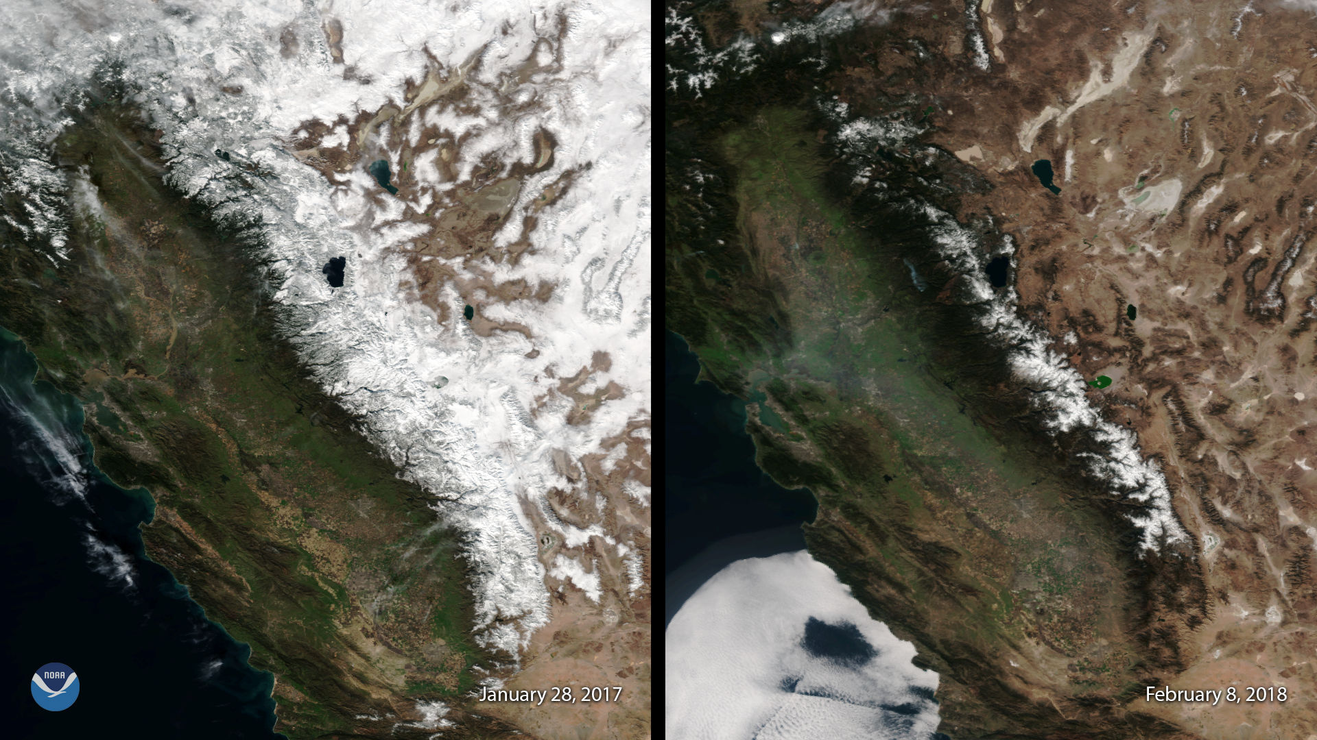 A return to below-normal snowfall in the Sierra Nevada in 2018