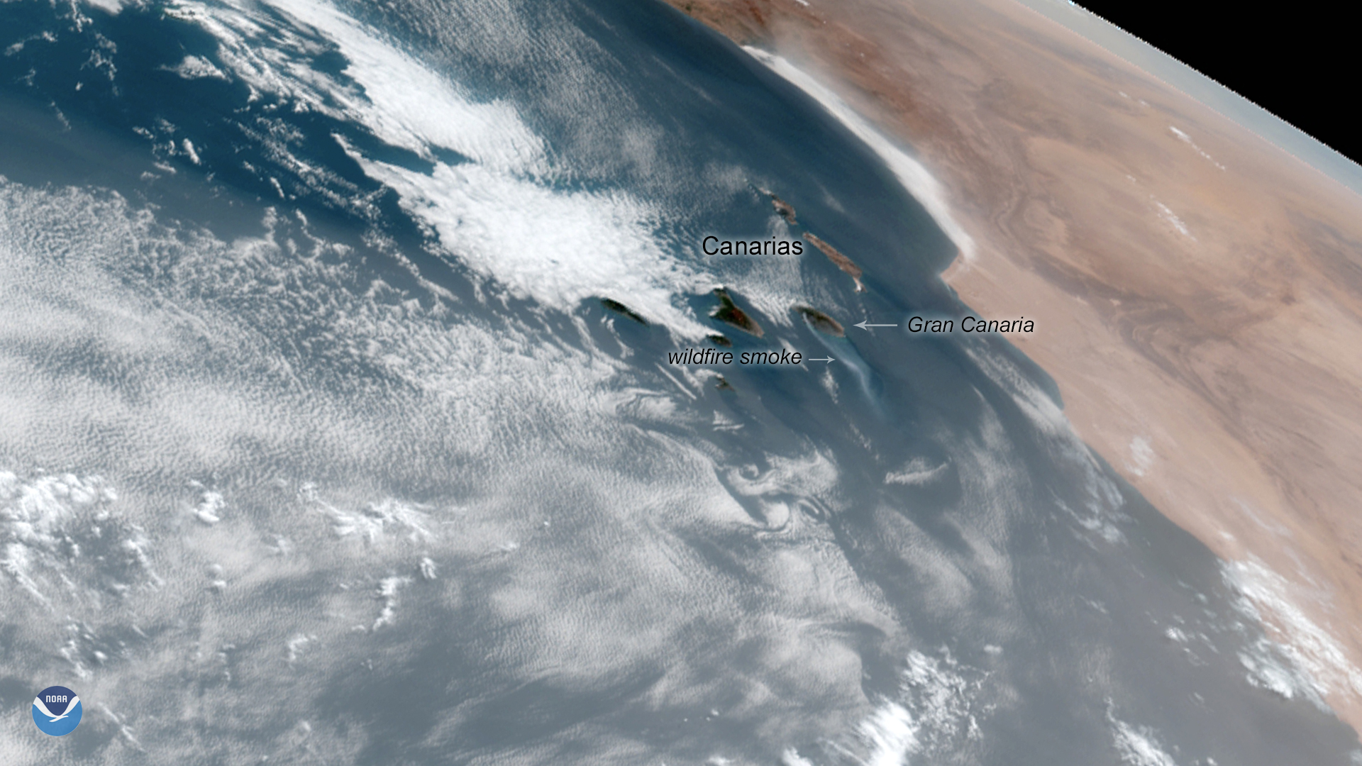 GOES East Focuses On Wildfire Smoke in the Canary Islands