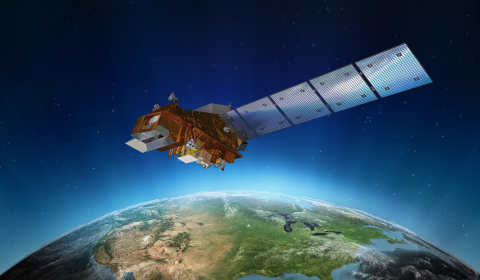Image of JPSS over a daytime earth