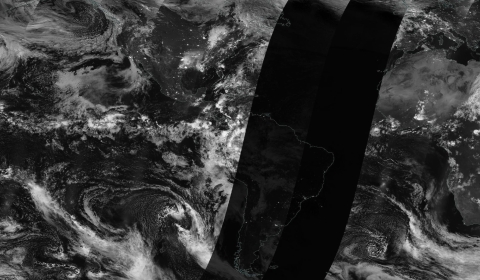 Satellite image of Earth in blackout from the lunar eclipse