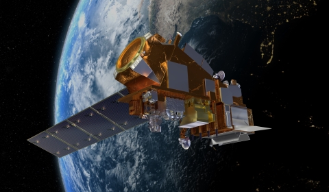 Render of JPSS-4 with Earth in the background