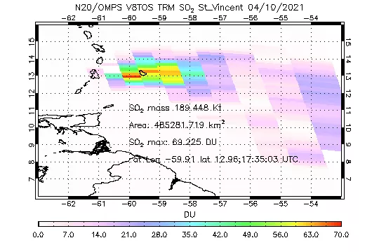 A data image from the NOAA-20 Ozone Mapping and Profiler Suite (OMPS)