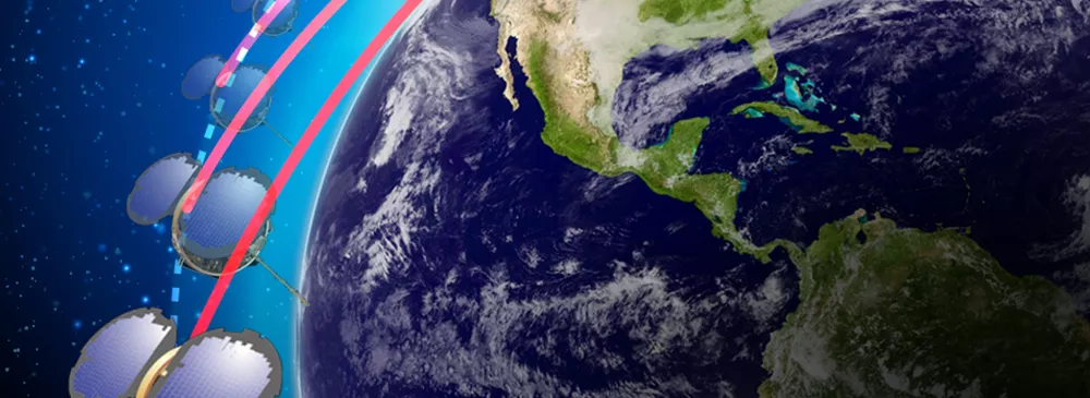 Image of the earth and satellites