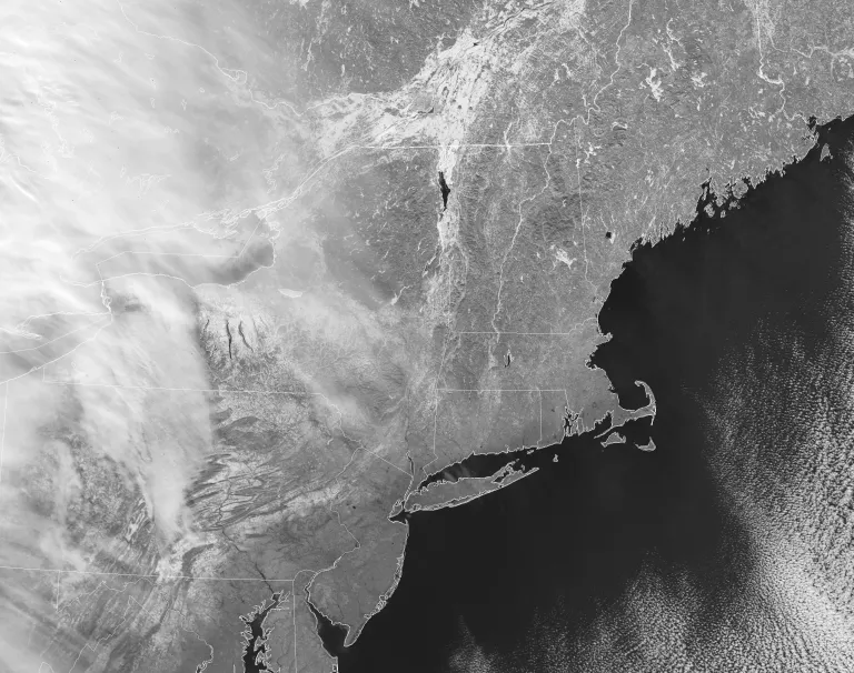 Image of VIIRS high-resolution “veggie” channel, I-2 (0.86 µm), from NOAA-20 (17:09 UTC, 22 January 2019). Image courtesy Curtis Seaman (CIRA/Colorado State University)