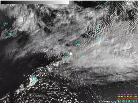 Nighttime images of Suomi NPP VIIRS Day/Night Band of an eruption of the Pavlof Volcano on November 13, 2014.
