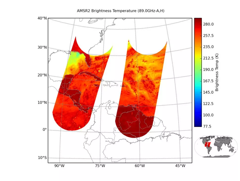 Example of AMSR2 coverage from the Puerto Rico station Credit: CIMSS