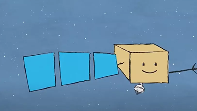 Image of a satellite drawn