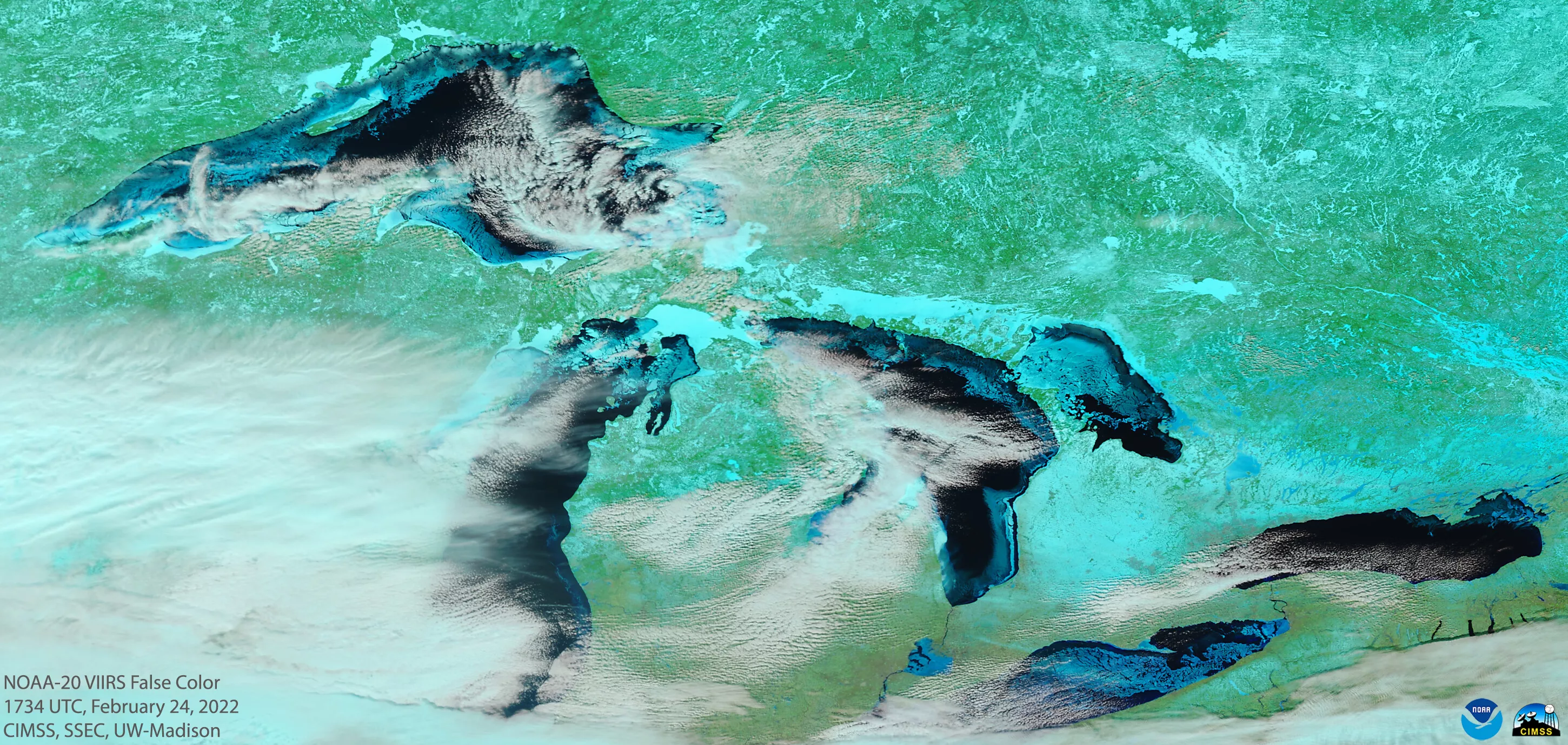 Image of the Great Lakes in the United States from space