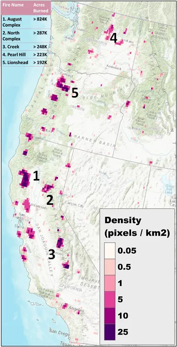 Image of a smoke path in California