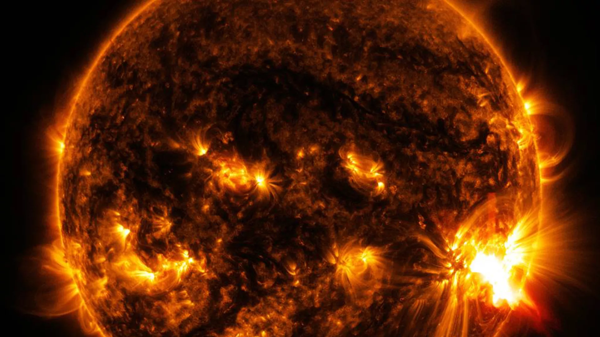 Image of a solar flare on the sun
