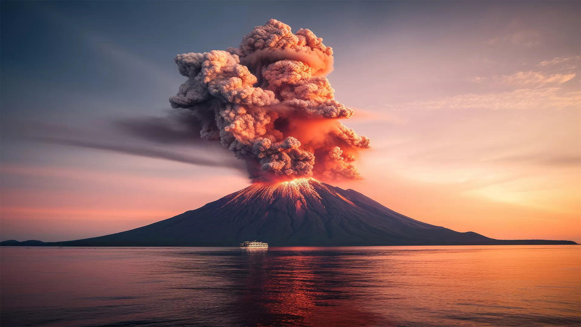 Image of a volcano erupting
