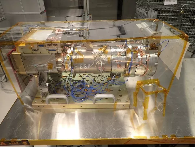 A photograph of the CCOR-1 instrument after being prepped for shock testing. 