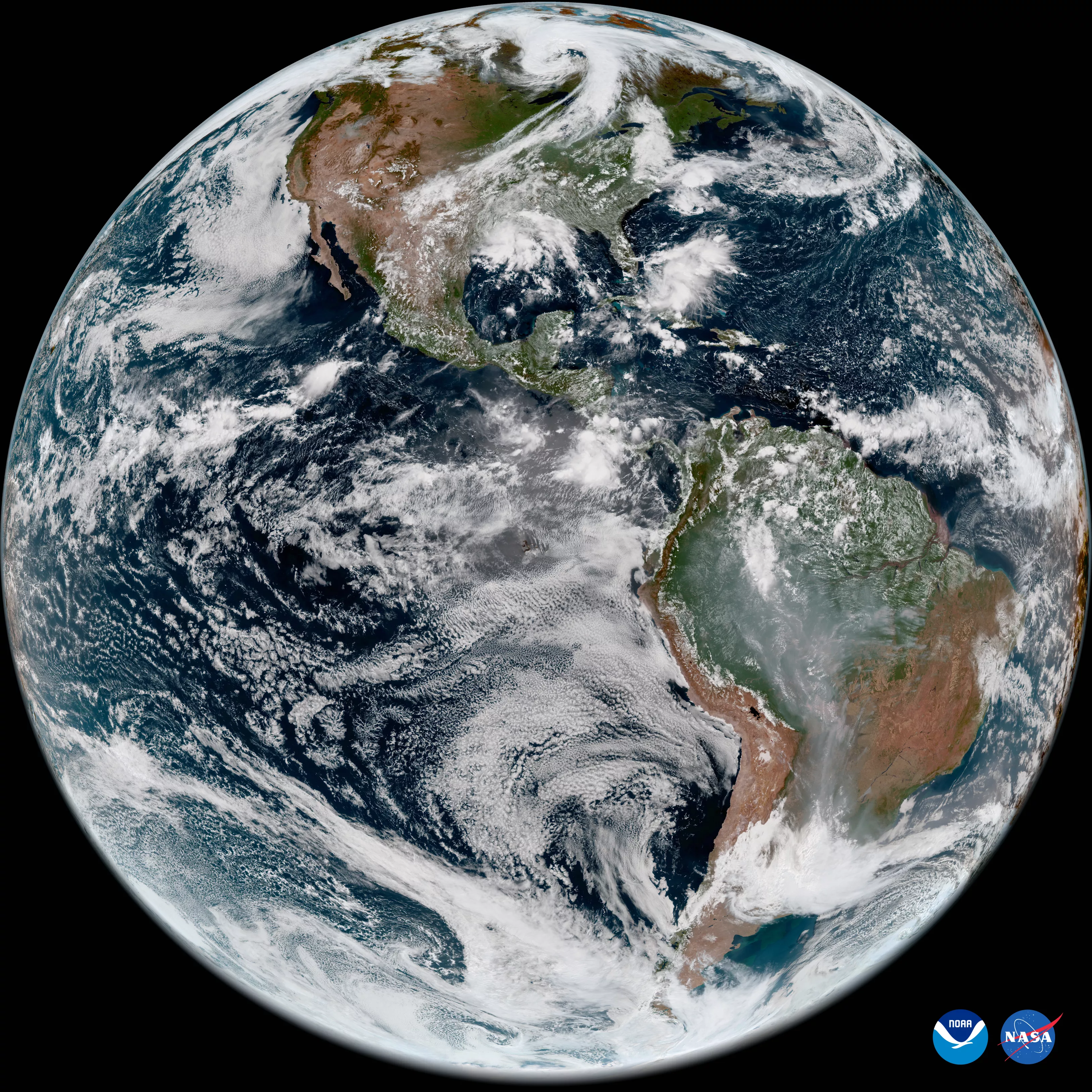 A picture of earth from space using the GOES-19 satellite.