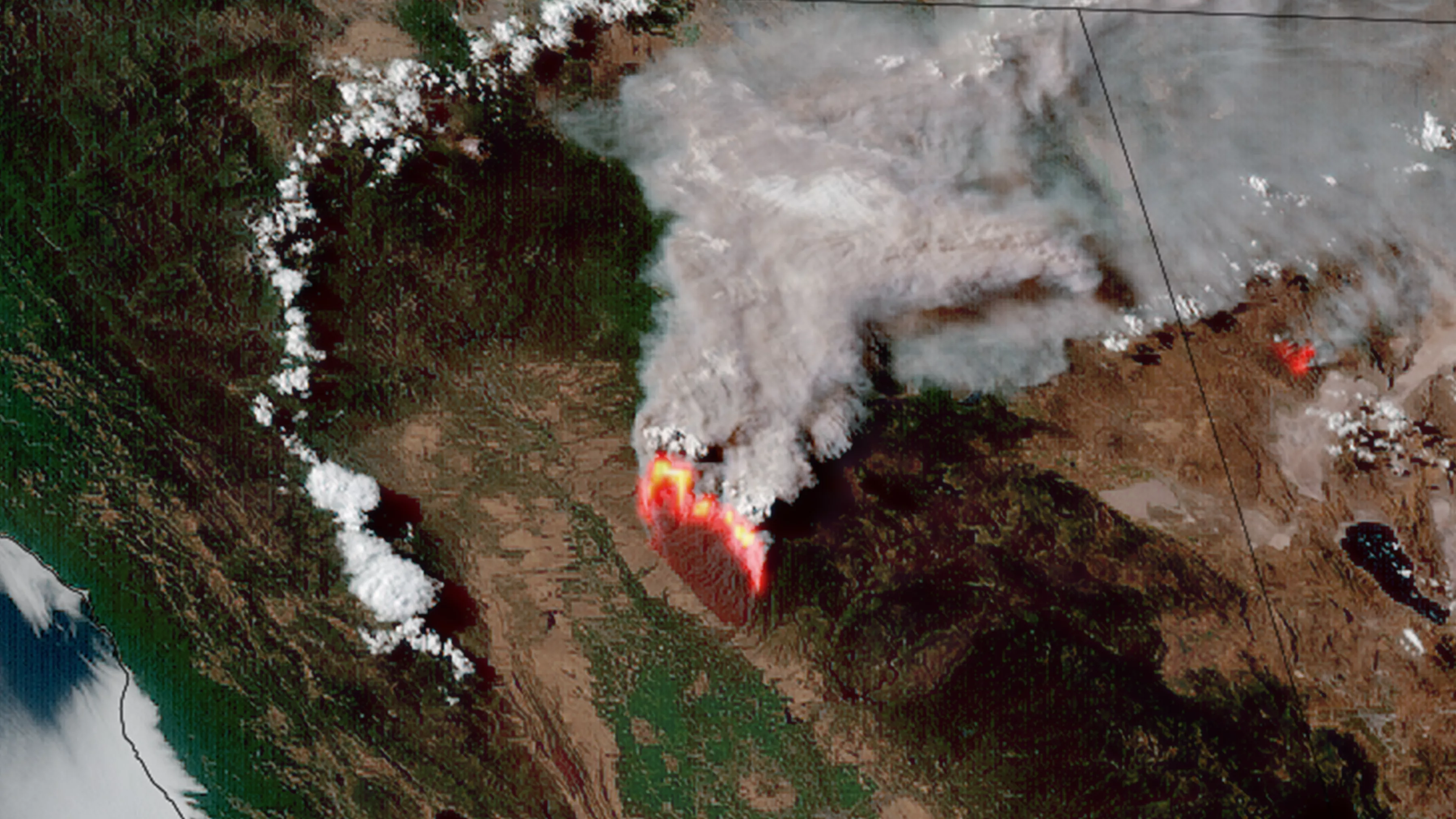 Fires seen from space in California