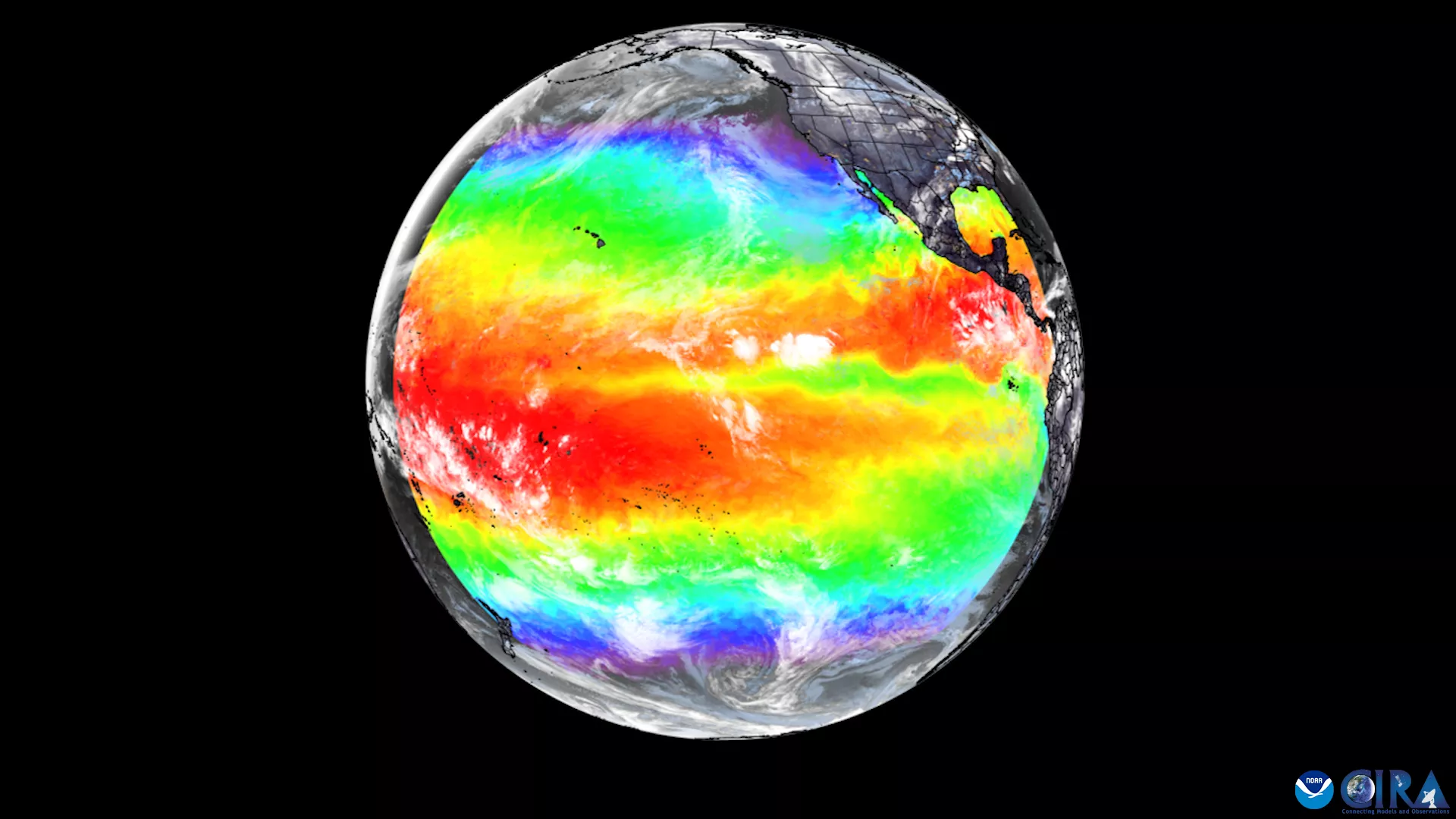 A rainbow earth seen from space.