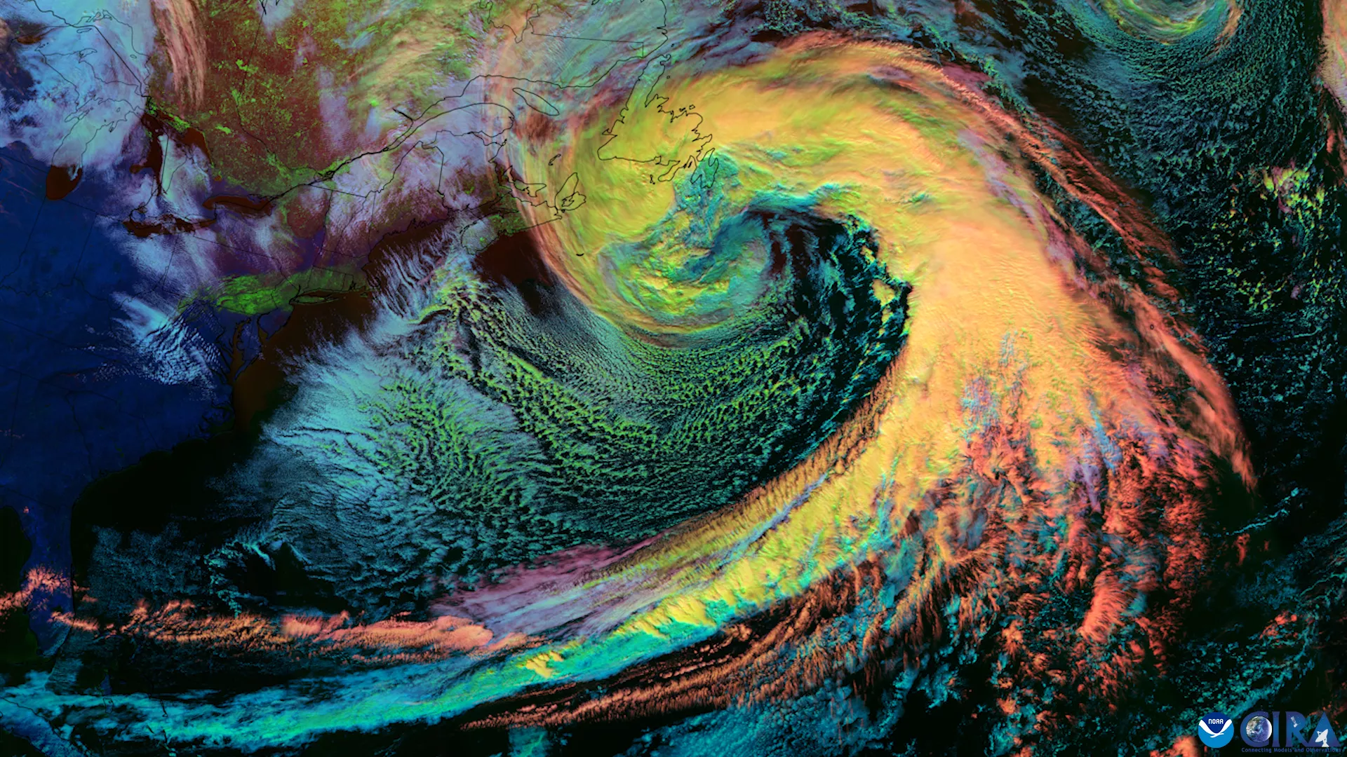 Thermal view of a Norester off the atlantic coast.