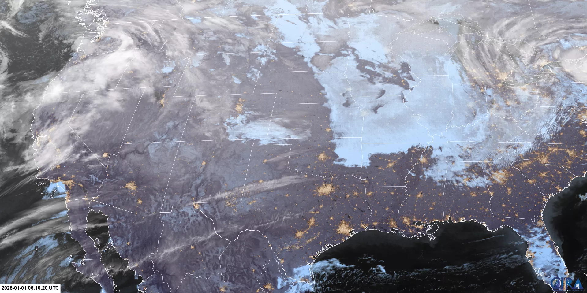 United States seen from space at night.