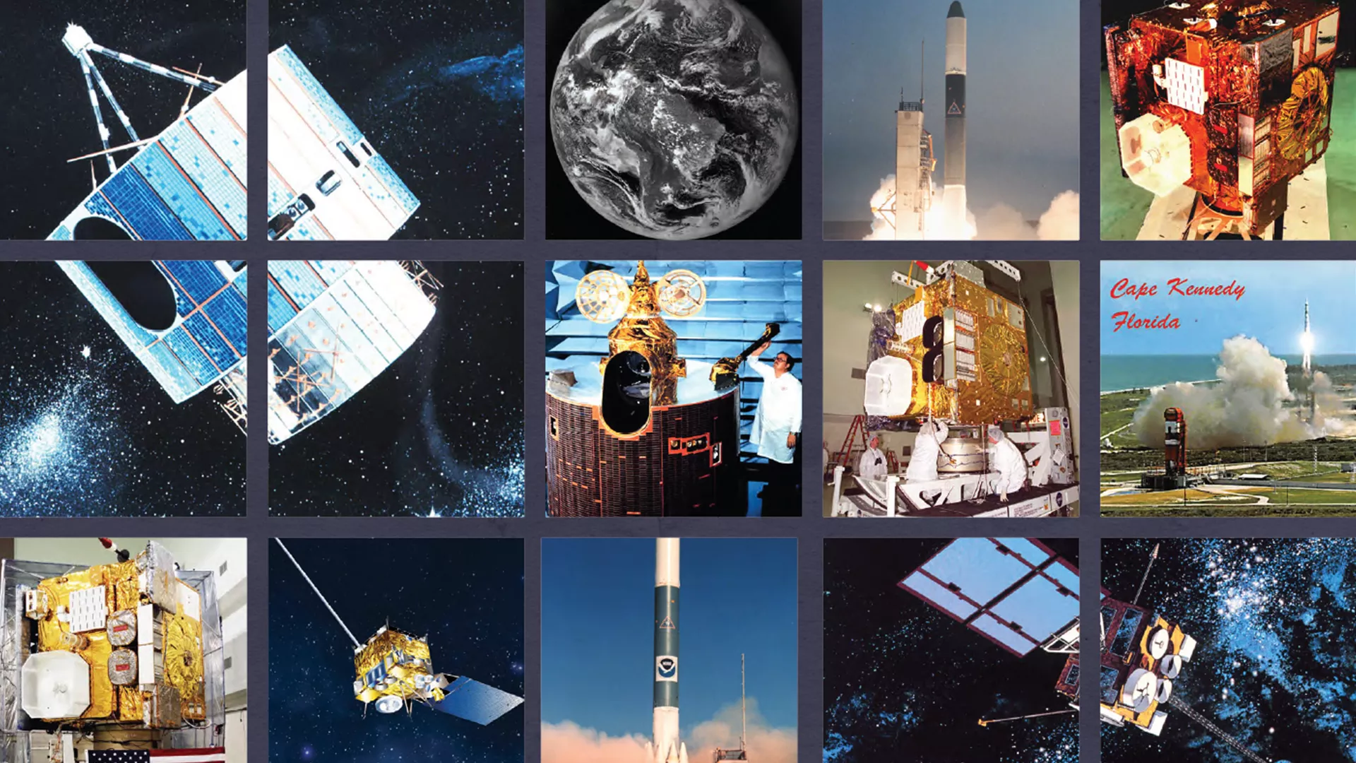 Collage of the GOES Satellites for a poster.