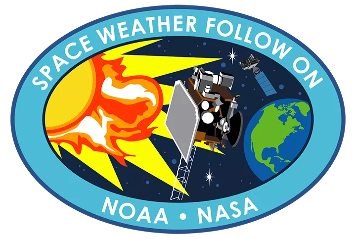 Logo of the Space Weather Follow On office, that has it spelled out.