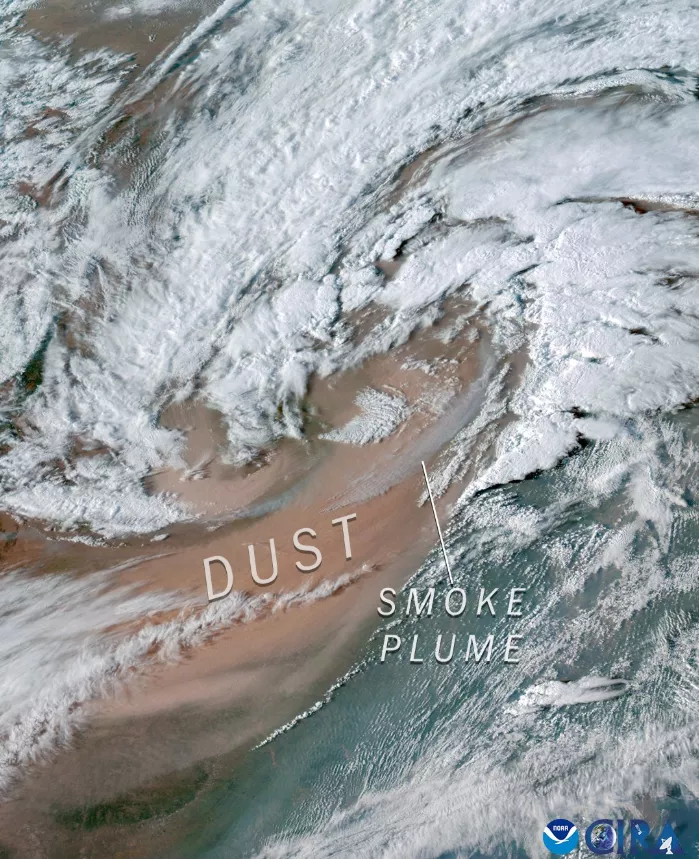 On March 14, 2025, damaging wind gusts up to over 80 mph kicked up large amounts of dust across the plains, greatly reducing visibility.