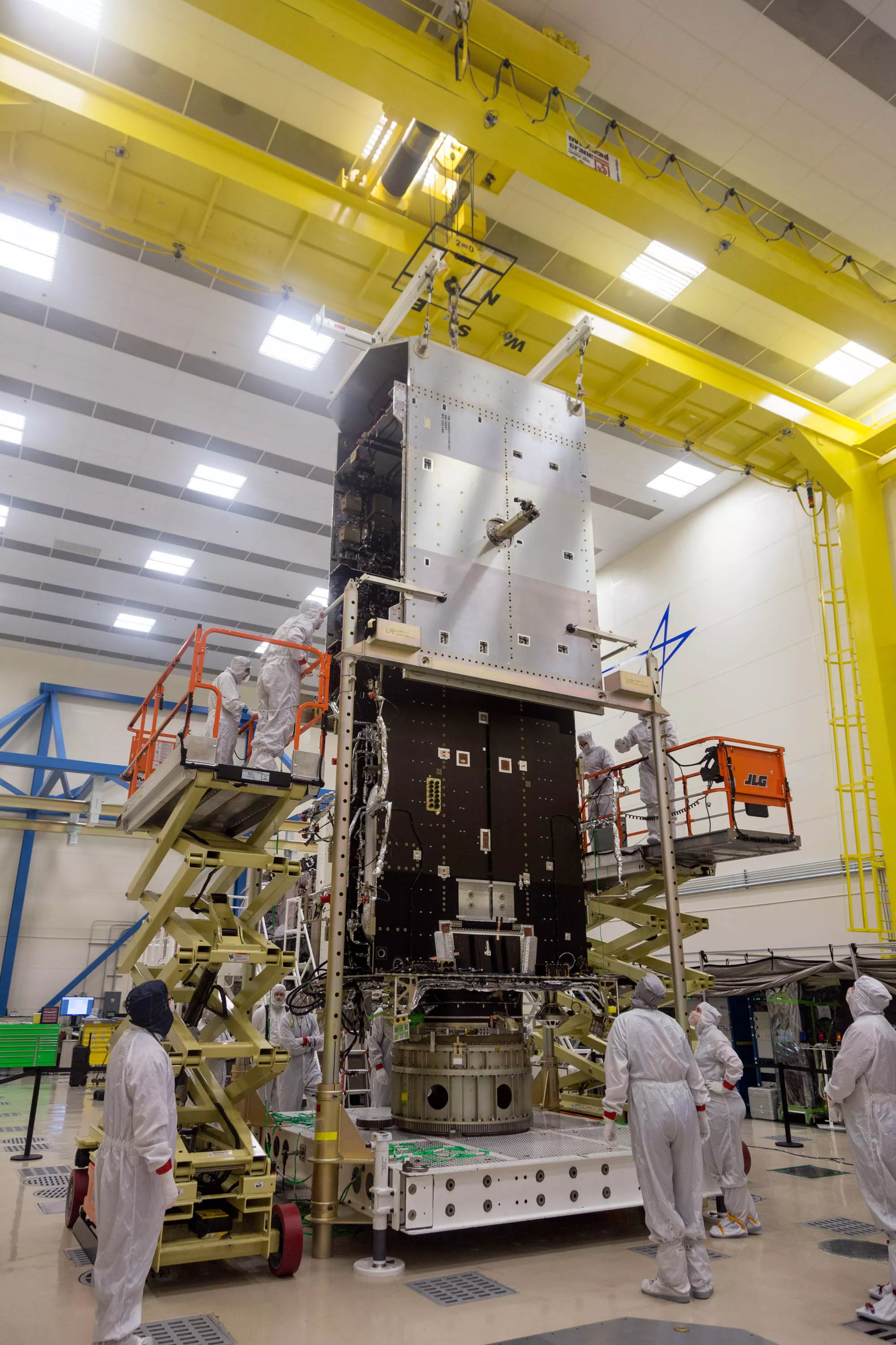 The GOES-T mate operation in progress at Lockheed Martin.