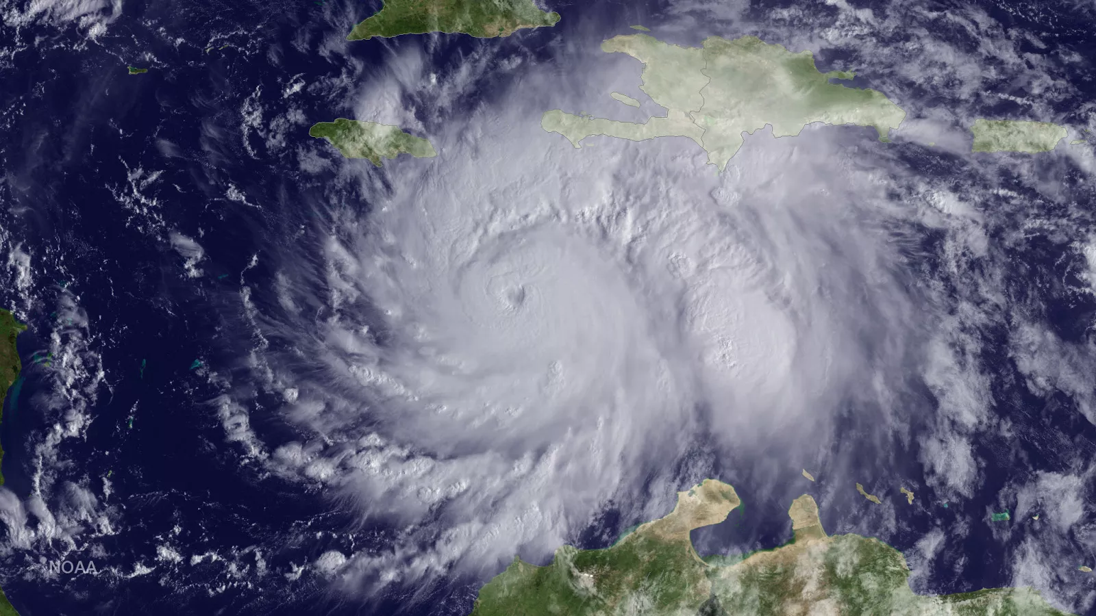 GOES-13 view of Hurricane Matthew in the Caribbean, before the storm decimated Haiti, October 3, 2016.