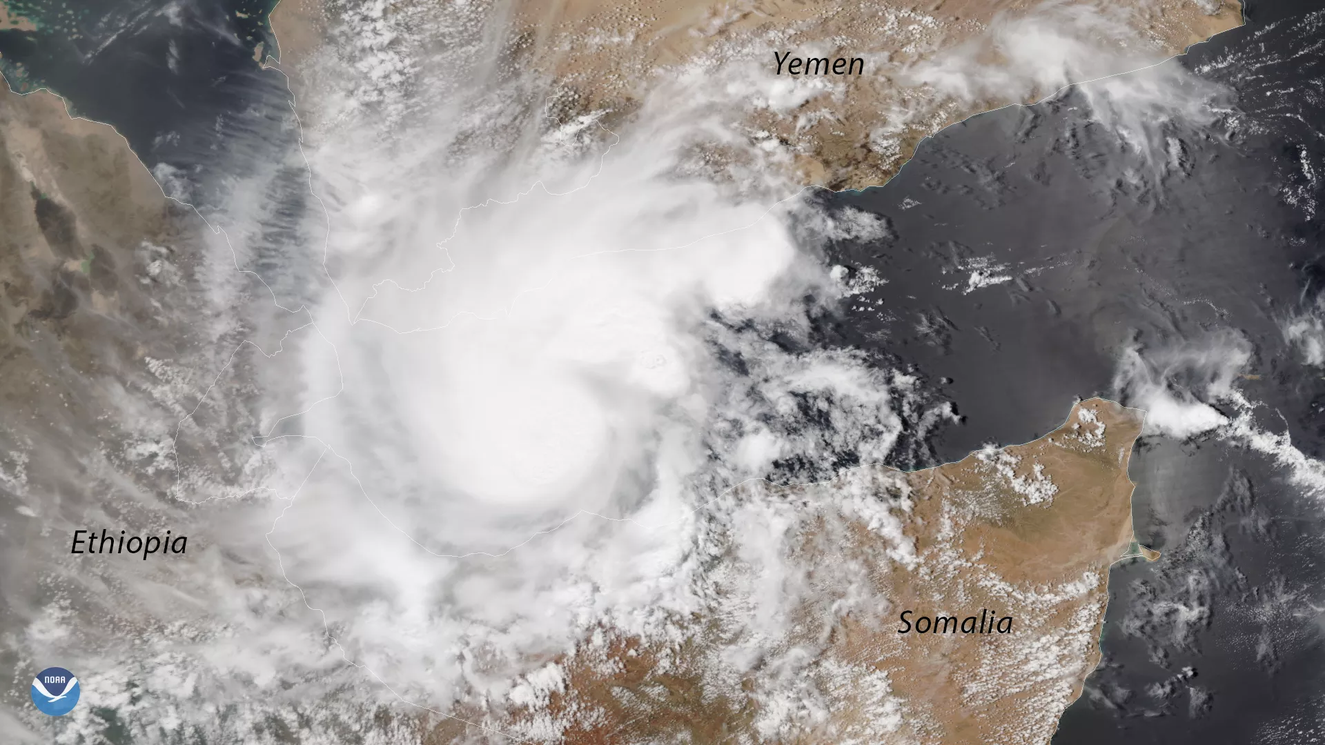 Image of Yemen and Somalia from space