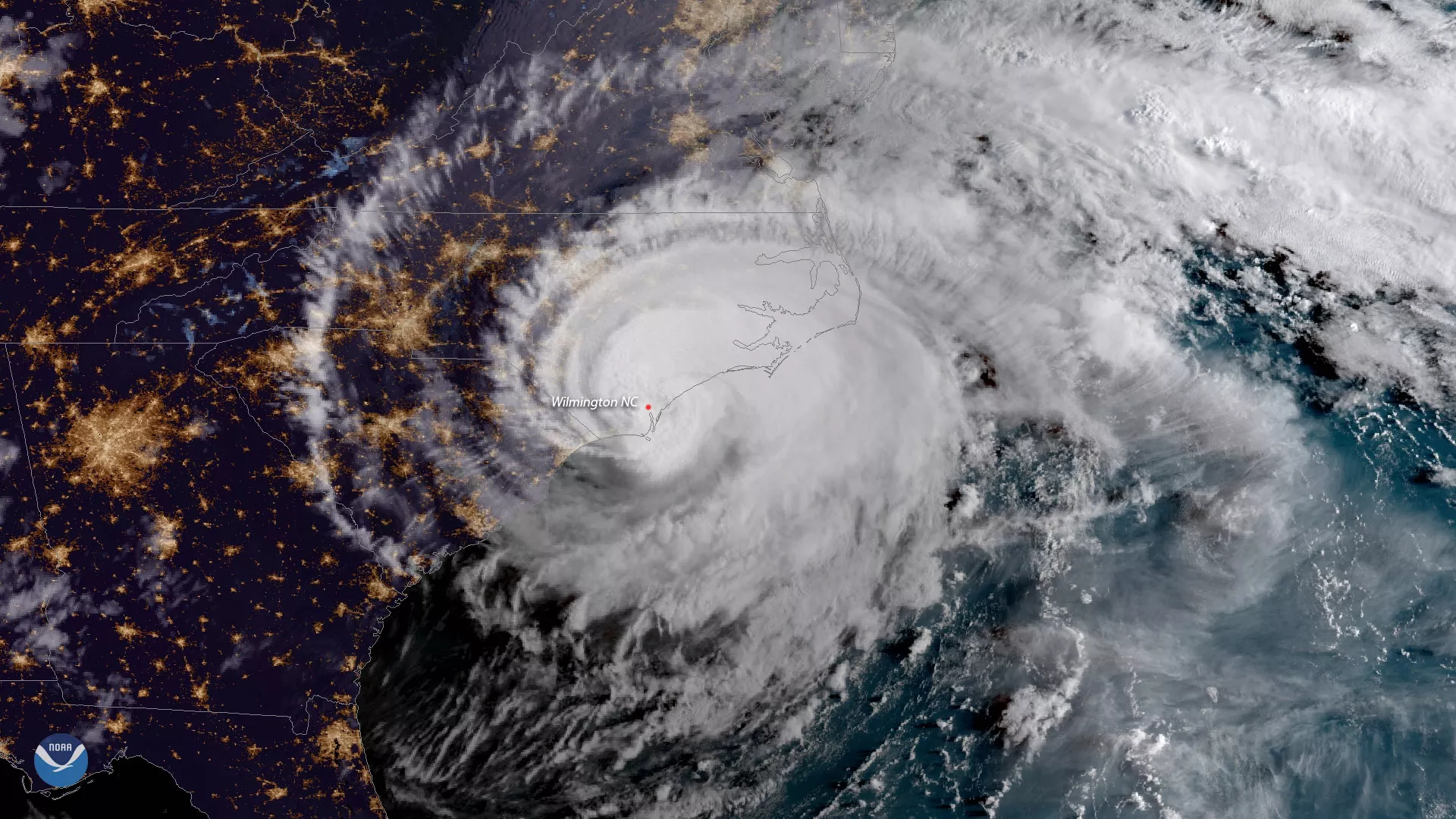 Hurricane Florence landfall on Wrightsville Beach, North Carolina