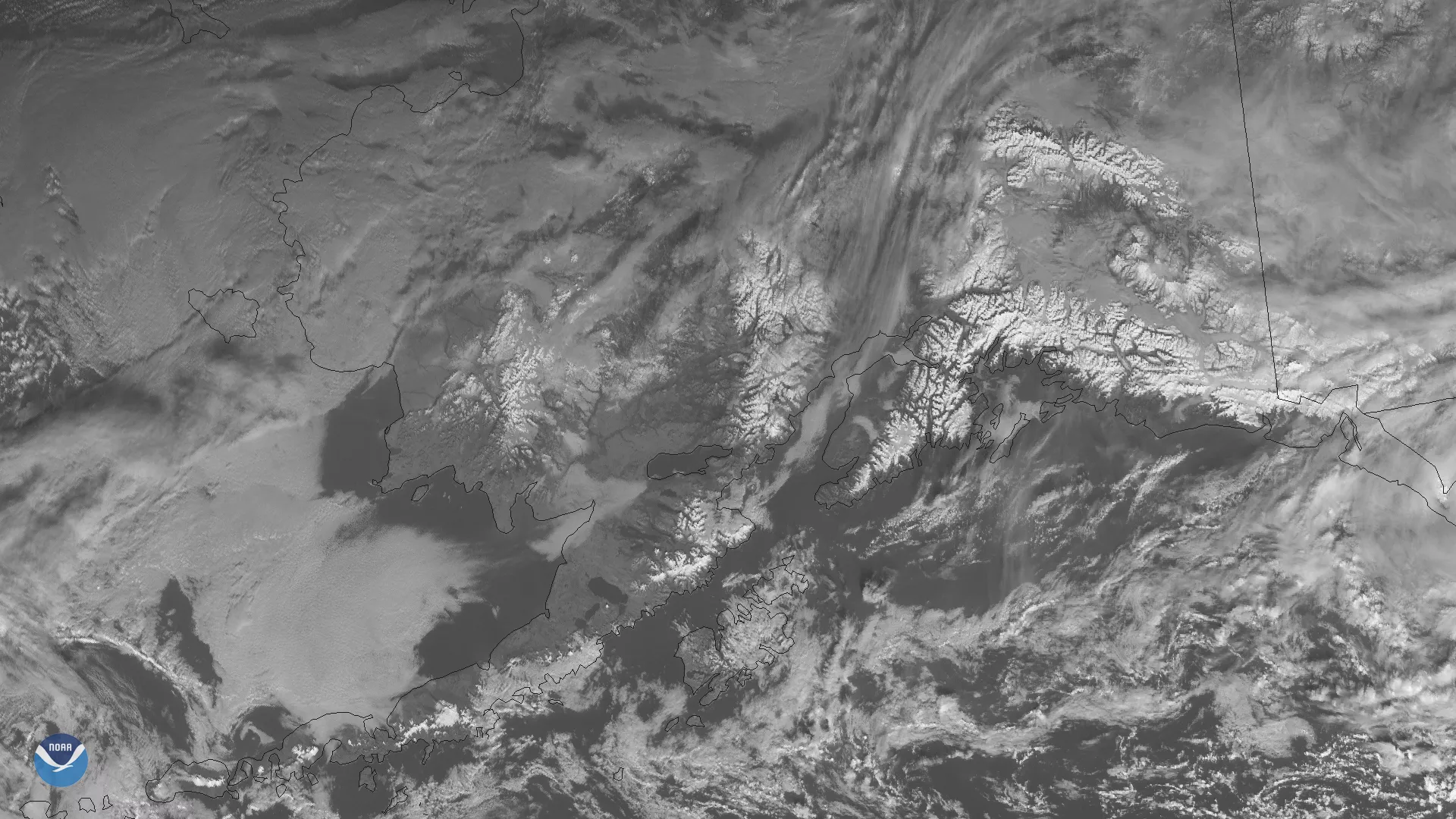 GOES West shows snow-covered mountains in southern Alaska on Nov. 14, 2018.