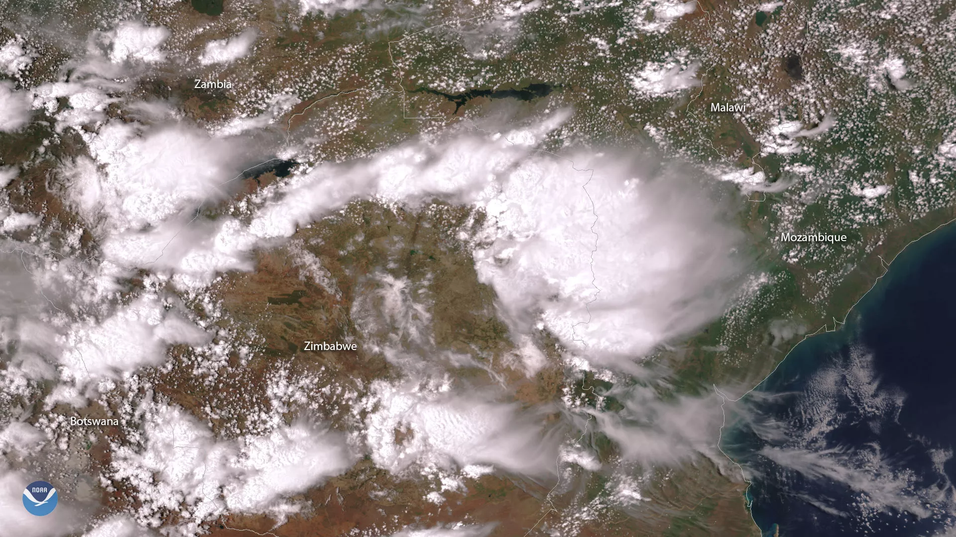 Image of thunderstorms over southern Africa