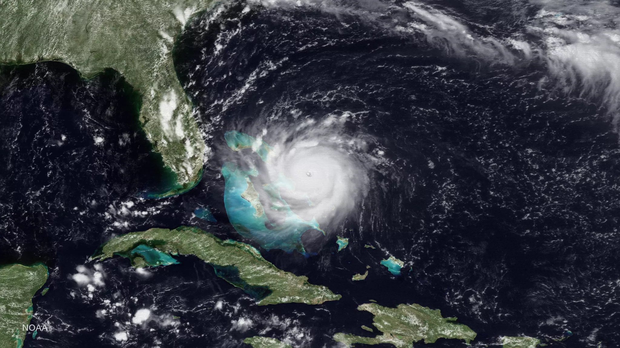 Image of Hurricane Andrew August 23, 1992 approaching the Bahamas