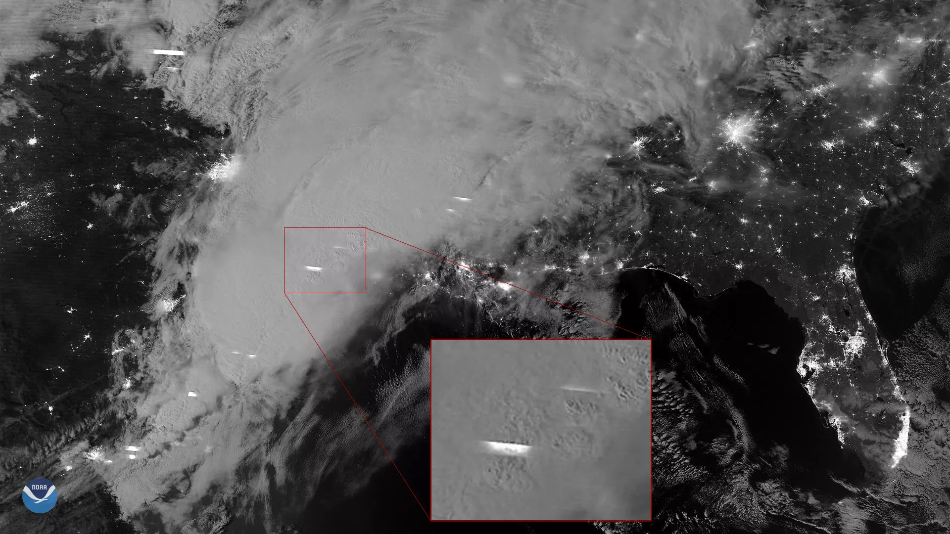 Night time imagery of the southern US