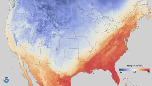 GFS model Temperatures over the United States
