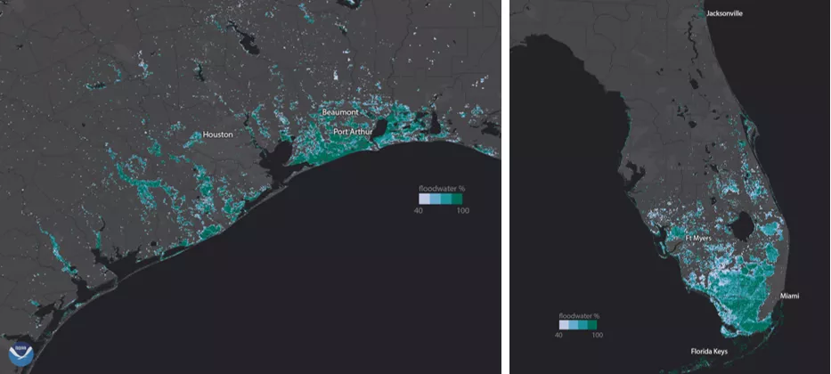NOAA flood maps for Hurricanes Harvey and Irma