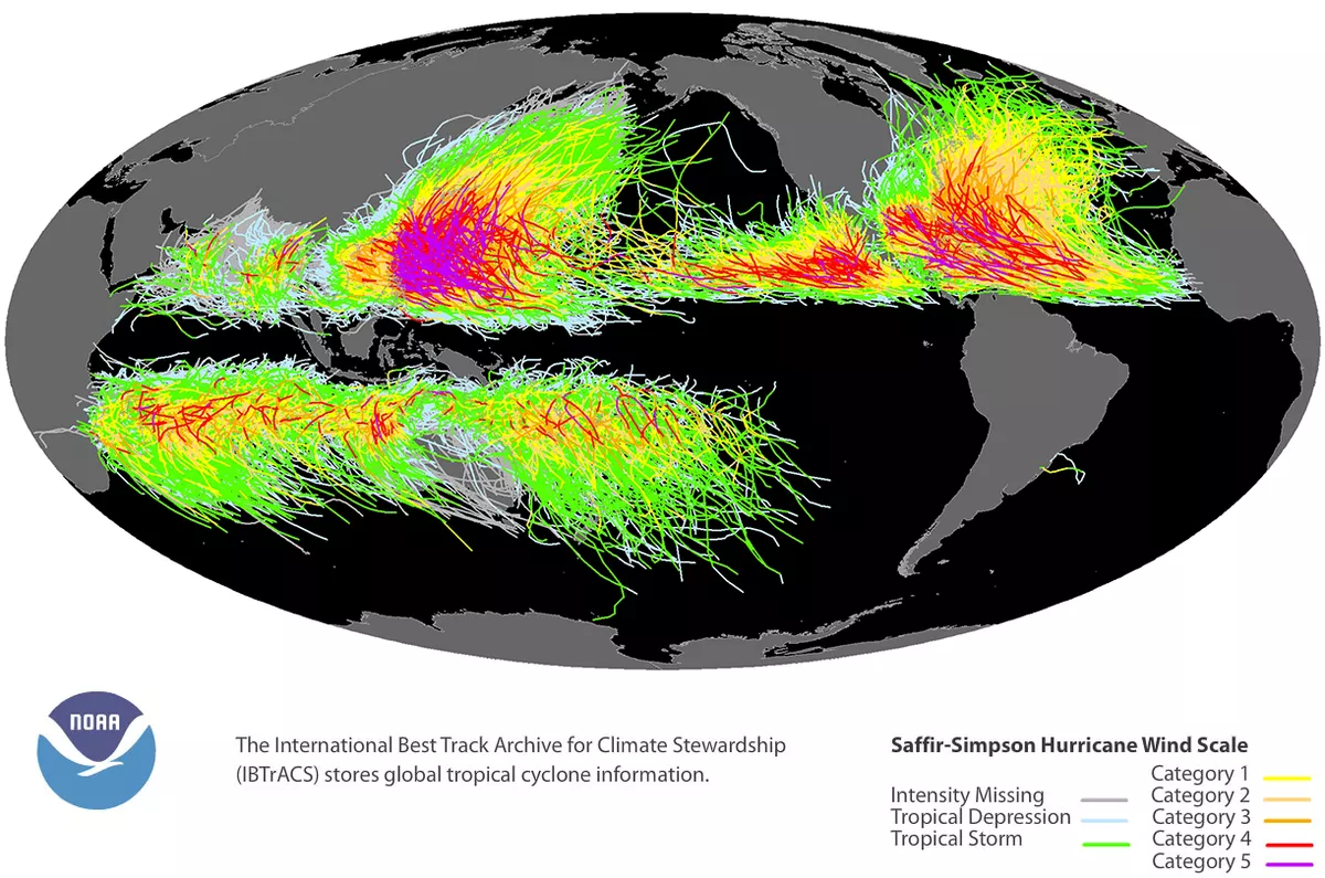 Image of landfalling tropical cyclones 